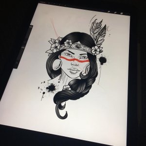 某鲜花店老板楮先生美女纹身手稿